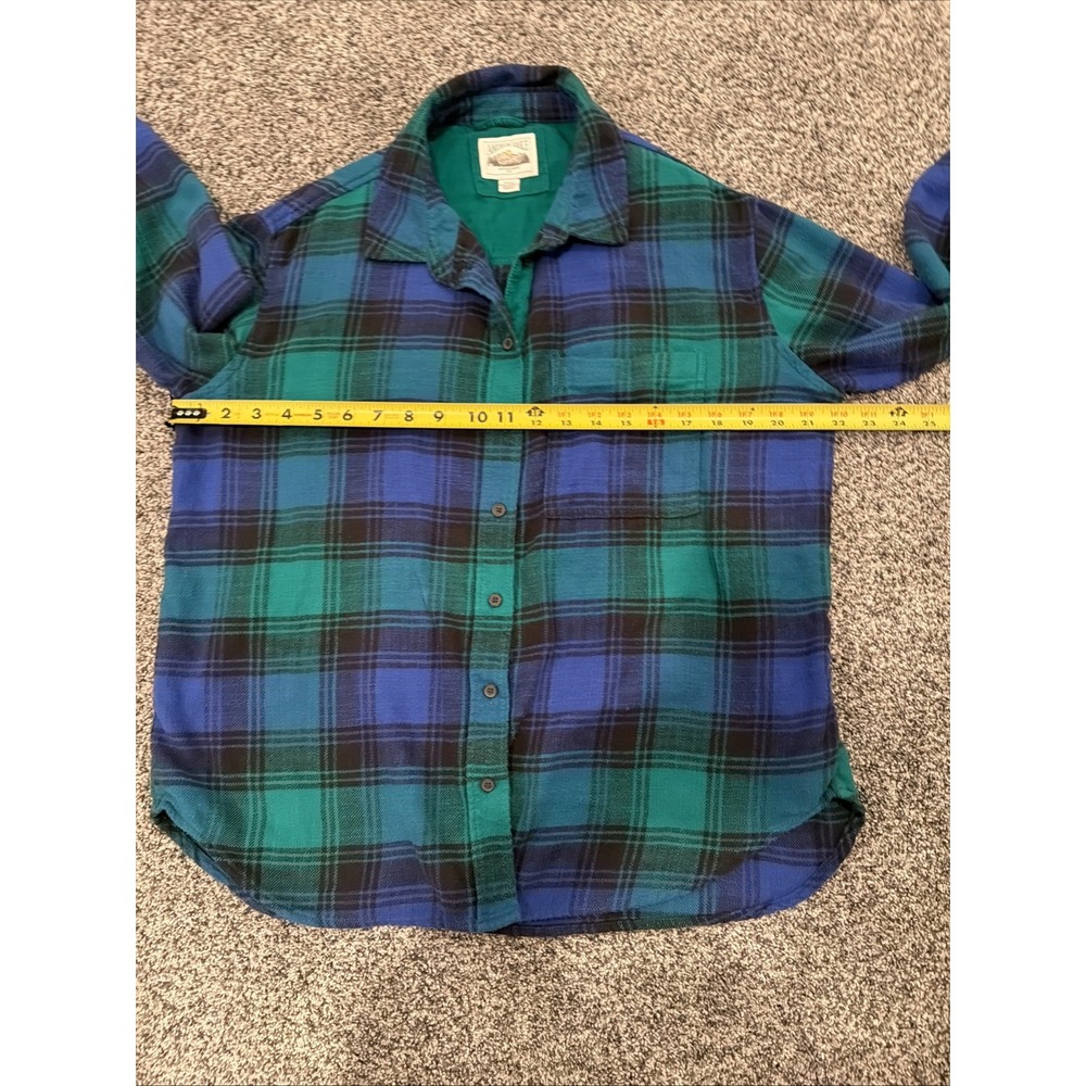 American Eagle Blue Green Plaid Flannel Button Down Shirt Womens Small 3671 - Picture 6 of 7